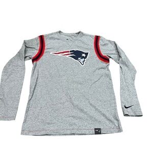 Nike New England Patriots NFL Gray Long Sleeve T Shirt Size Large